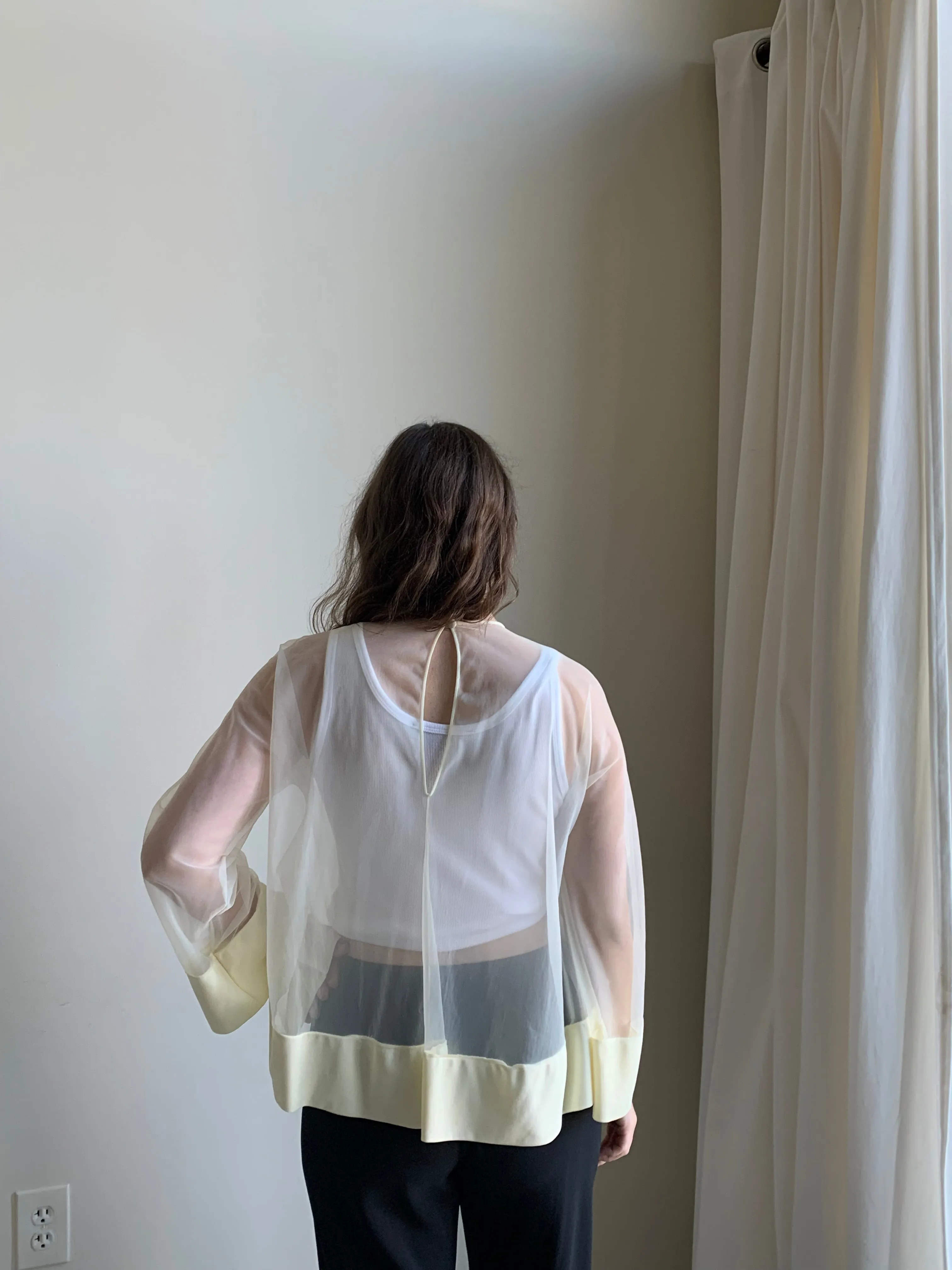 1970s cream sheer lingerie top
