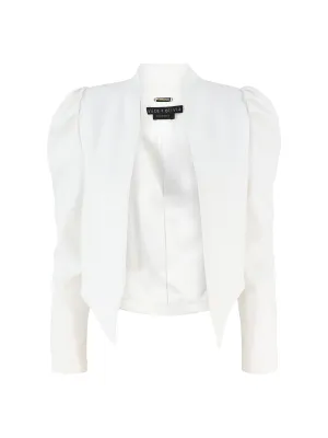 Alice   Olivia Harvey Puff Sleeve Jacket in Off White