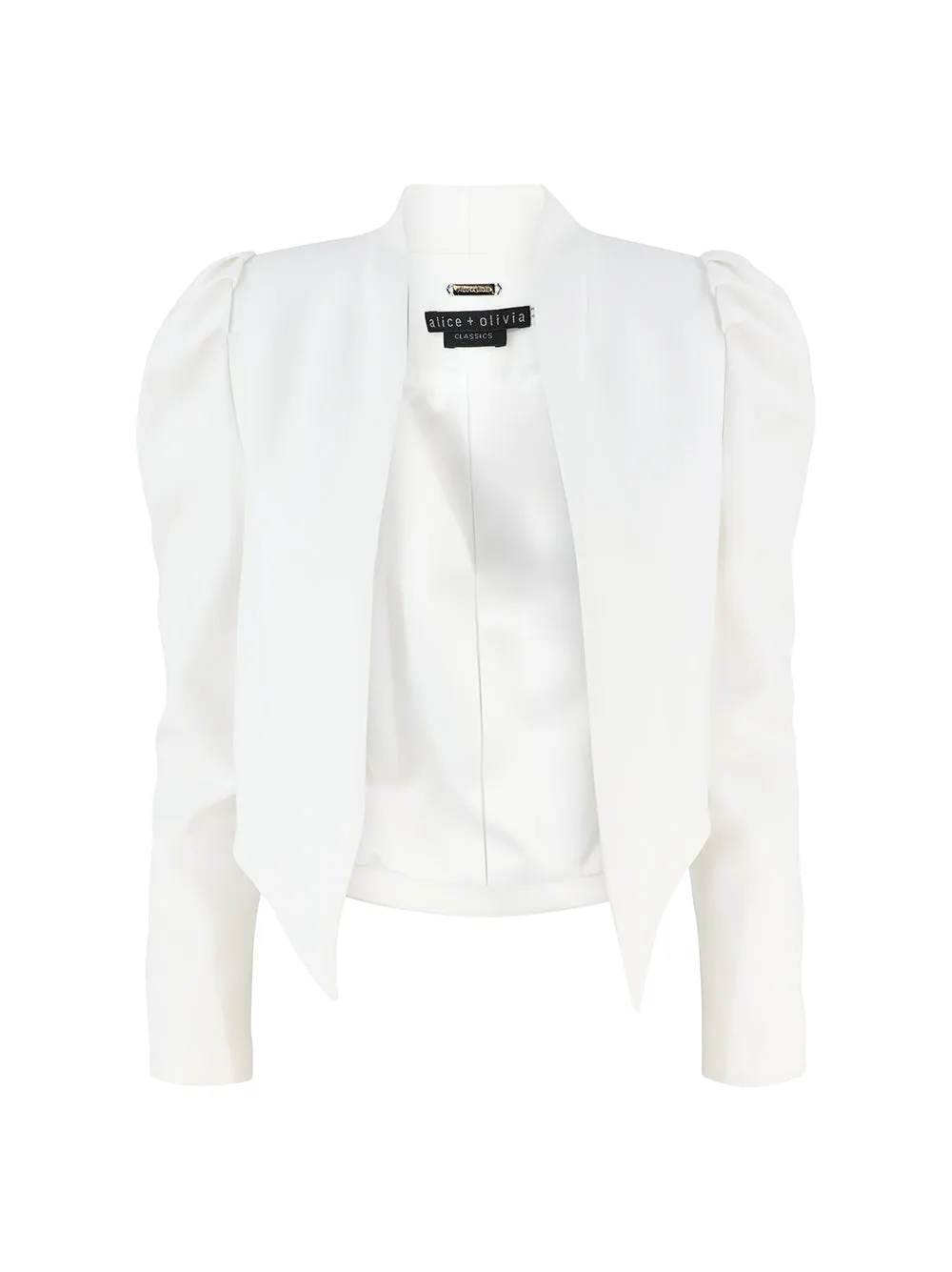 Alice   Olivia Harvey Puff Sleeve Jacket in Off White