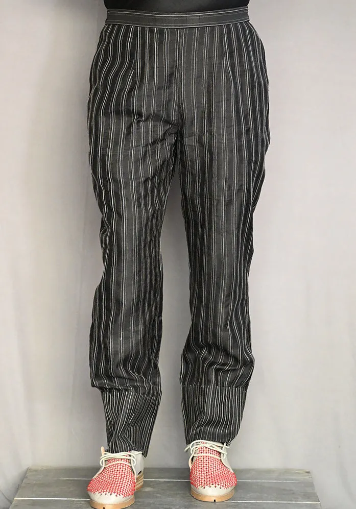 Amrich  Pants Handwoven Silk Threadwork Texture Tapered Leg