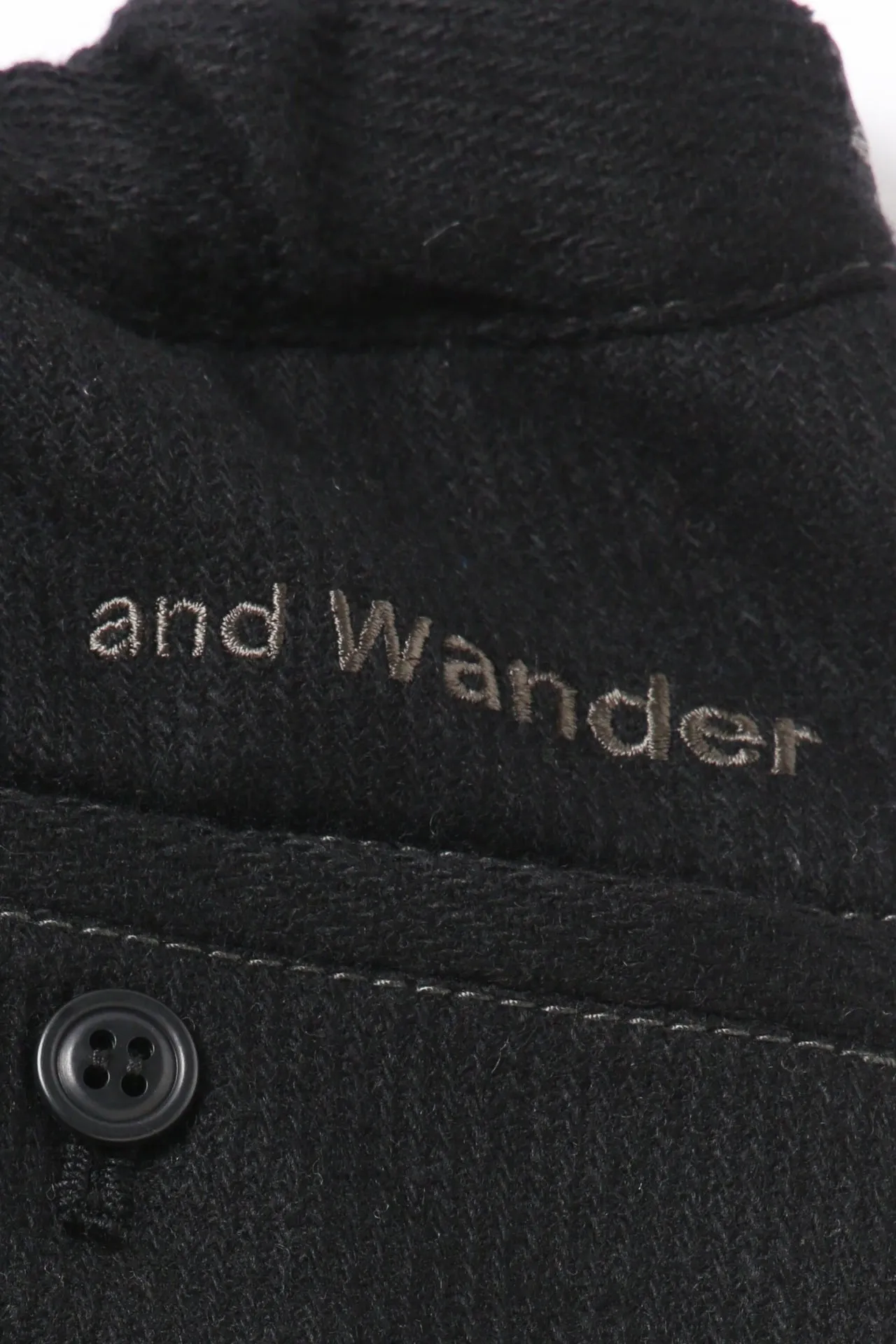 and wander - REWOOL Tweed Tapered Pants - Black
