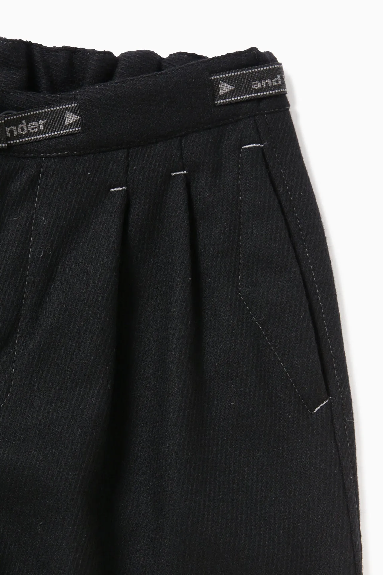 and wander - REWOOL Tweed Tapered Pants - Black