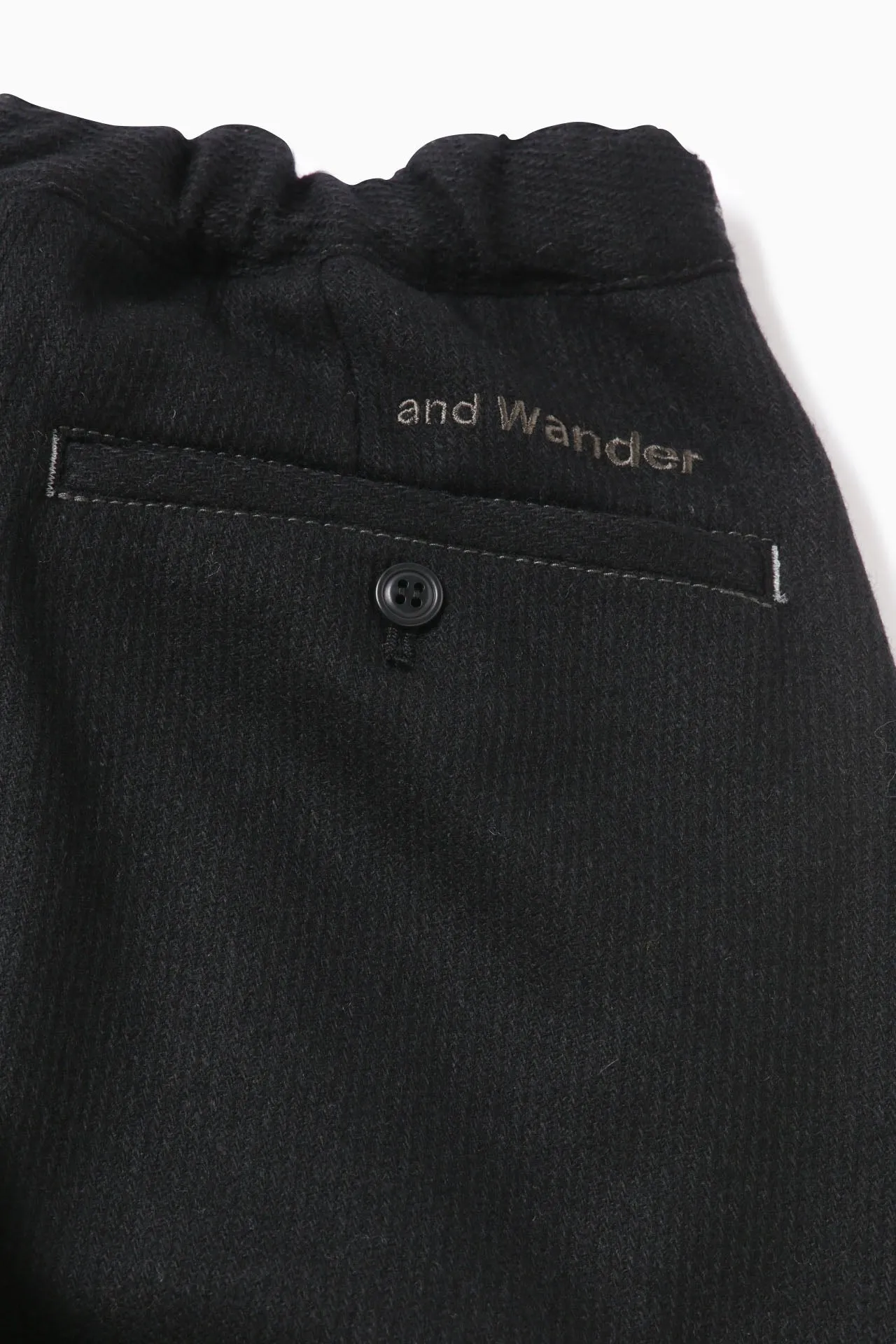and wander - REWOOL Tweed Tapered Pants - Black