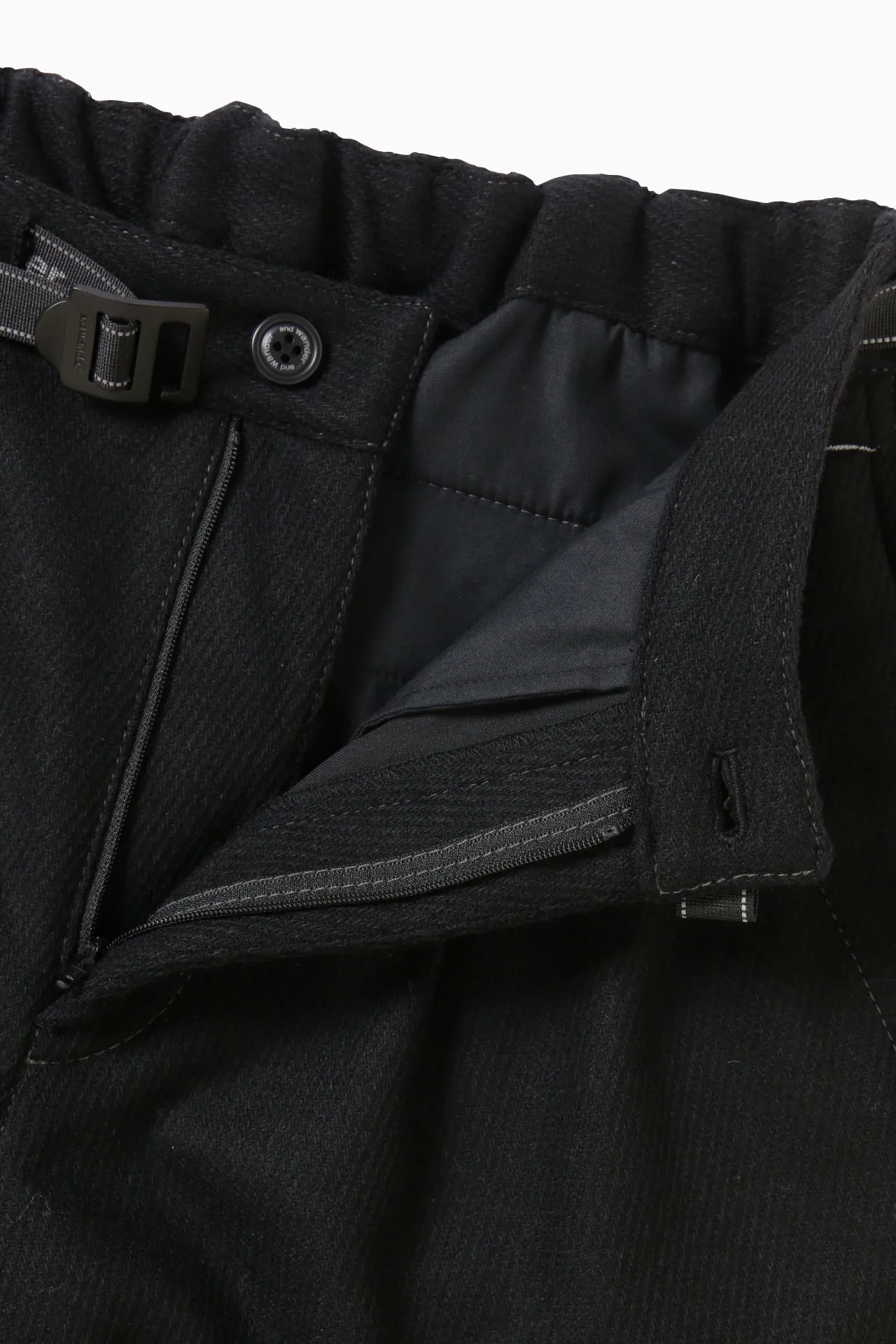 and wander - REWOOL Tweed Tapered Pants - Black