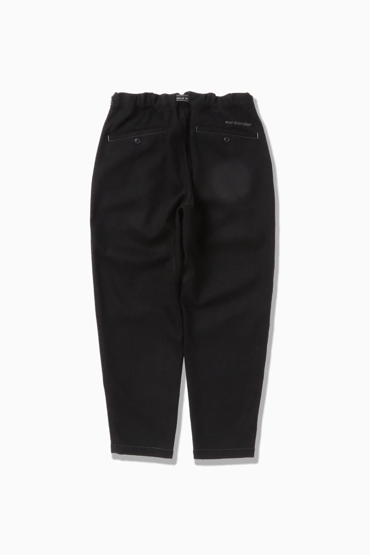 and wander - REWOOL Tweed Tapered Pants - Black
