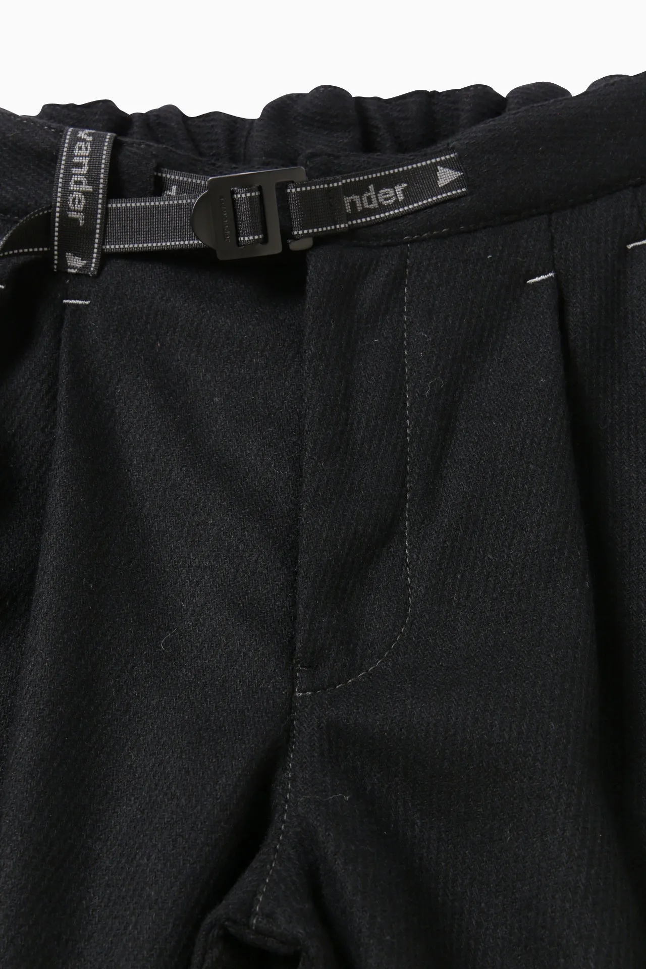 and wander - REWOOL Tweed Tapered Pants - Black