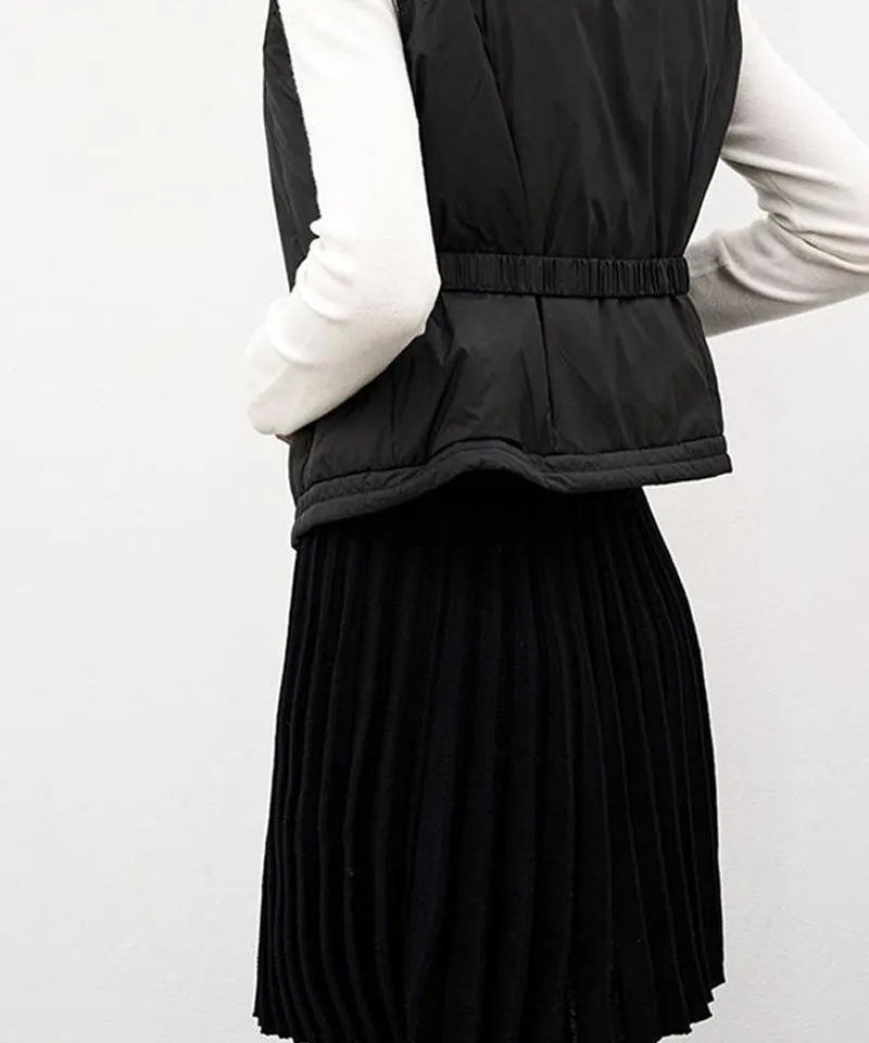 Anell Golf Warm Knit Pleated Skirt - Black