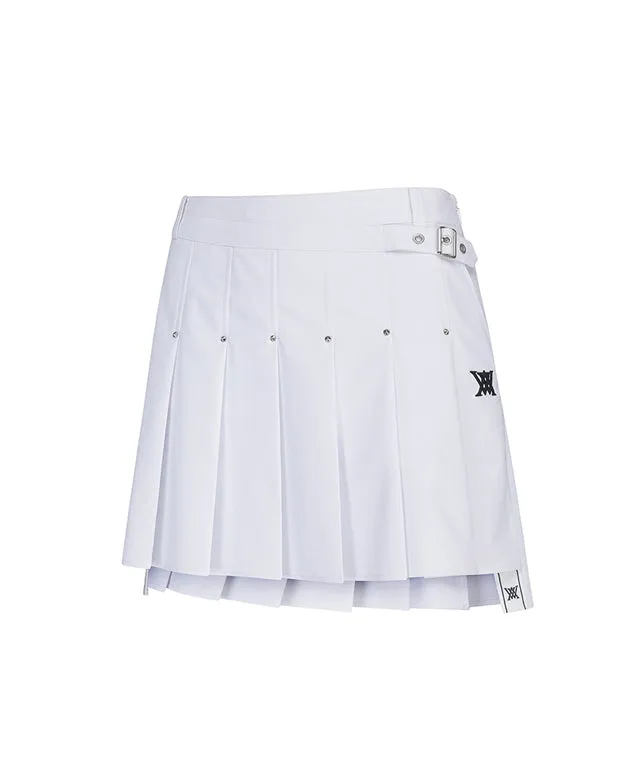 ANEW Golf: Women Buckle Decoration Pleats Skirt - White