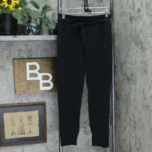 AnyBody Women's French Terry Pants With Paperbag Waist Black XXS