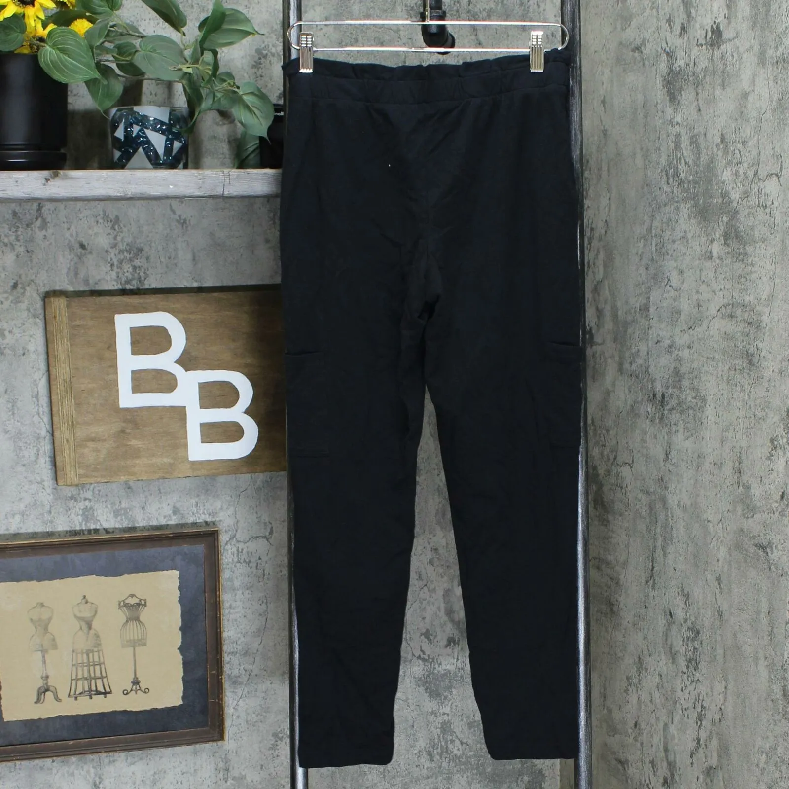 AnyBody Women's French Terry Pants With Paperbag Waist Black XXS