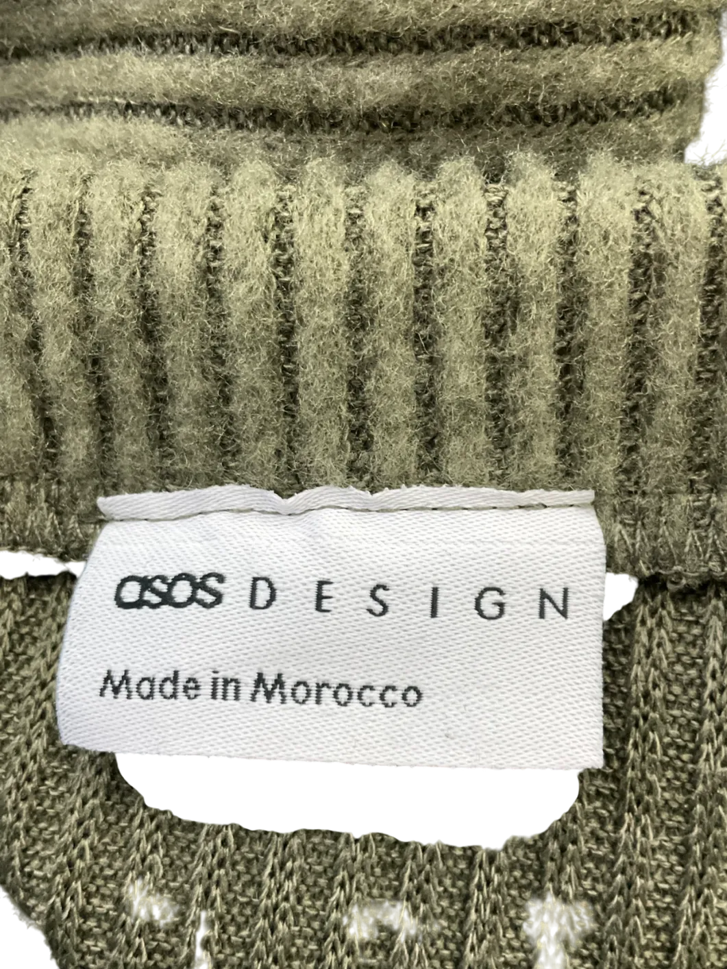ASOS Green Brushed Rib Mini Skirt In Khaki UK S/M