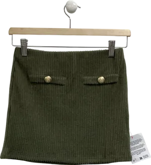 ASOS Green Brushed Rib Mini Skirt In Khaki UK S/M