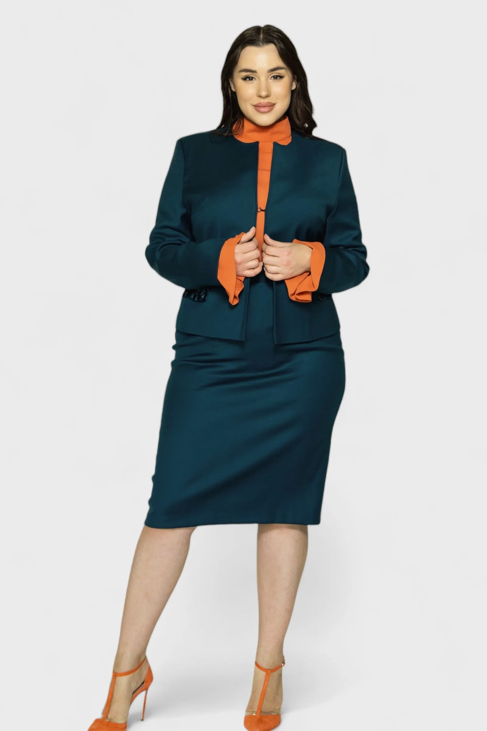 Audrey Blue Marine Jacket Skirt Set