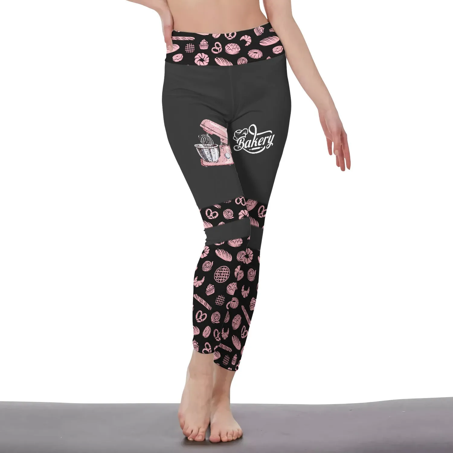 Baker Legging Baking Tools Pattern Legging Cake Lover Legging Black Pink