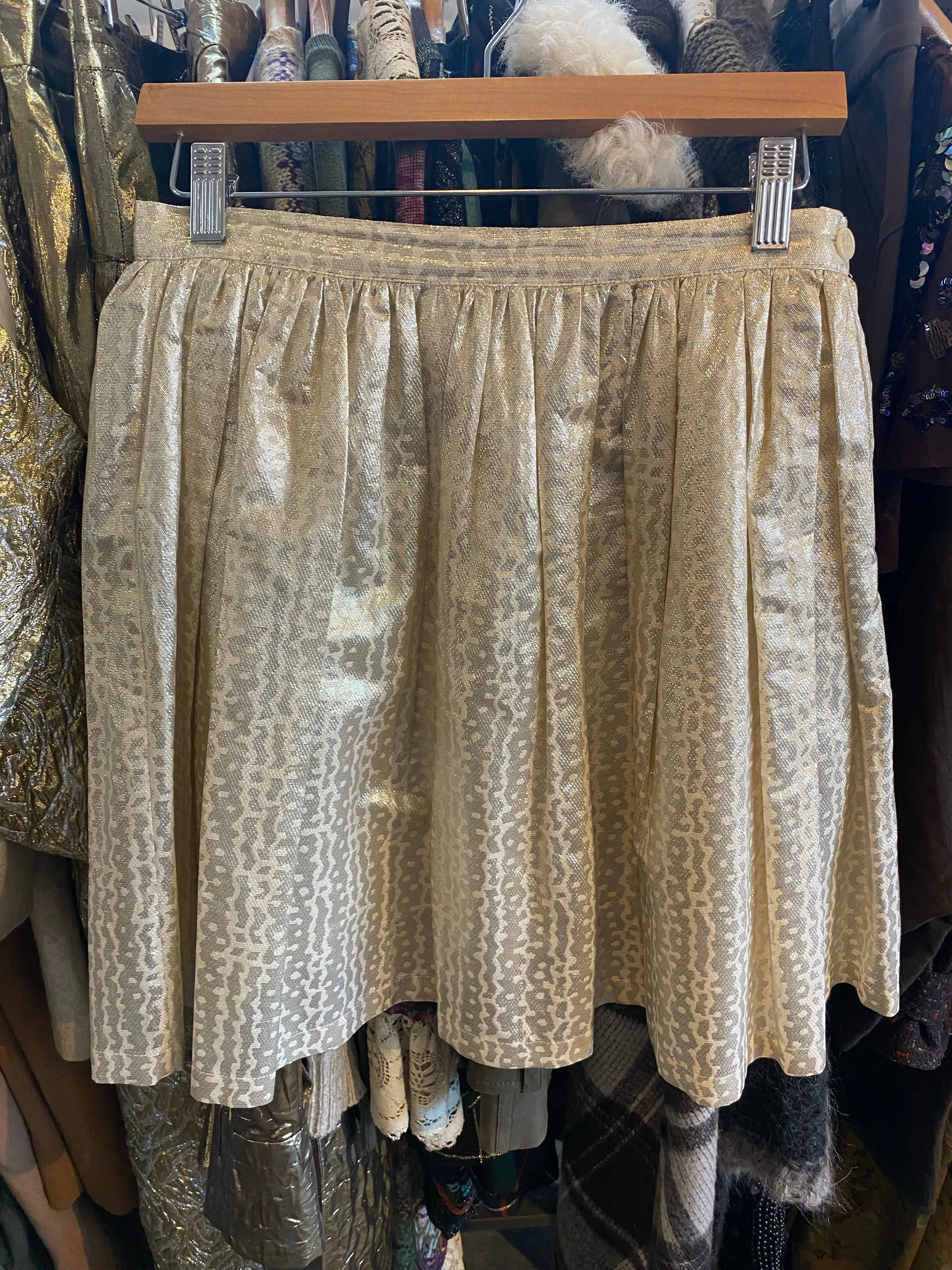 Band of Outsiders Gold Lamé Mini Skirt