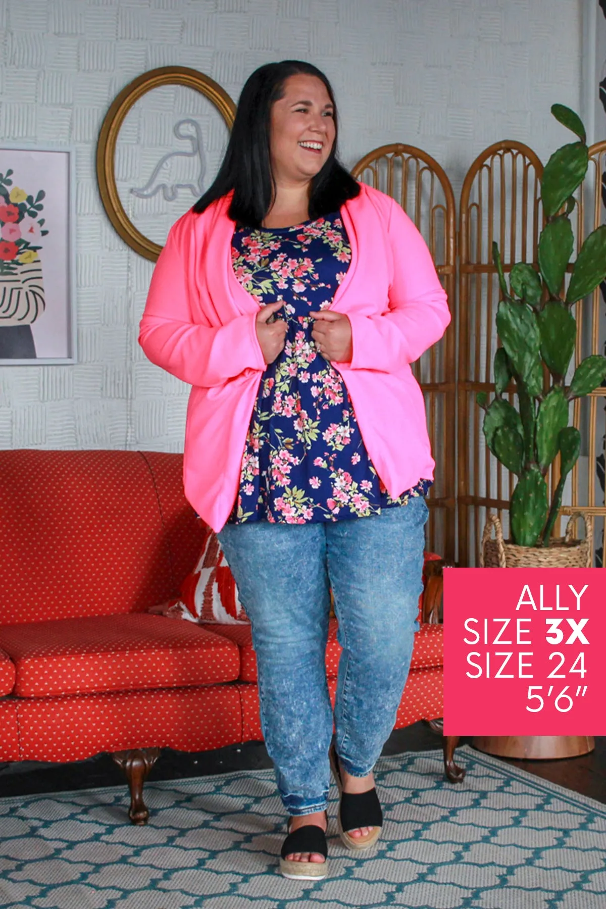 Basic Curvig Blazer, Neon Pink