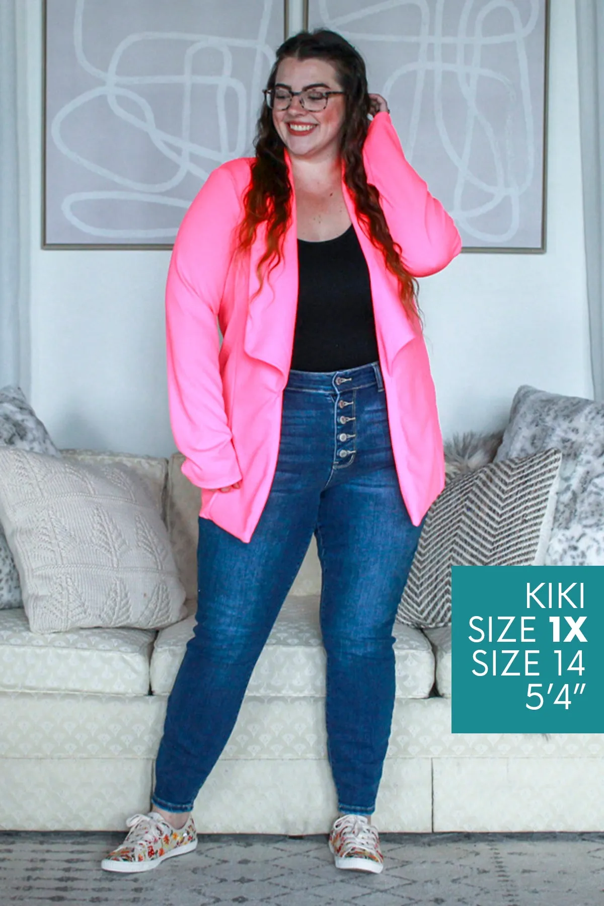 Basic Curvig Blazer, Neon Pink