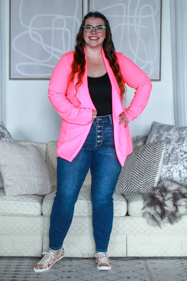 Basic Curvig Blazer, Neon Pink