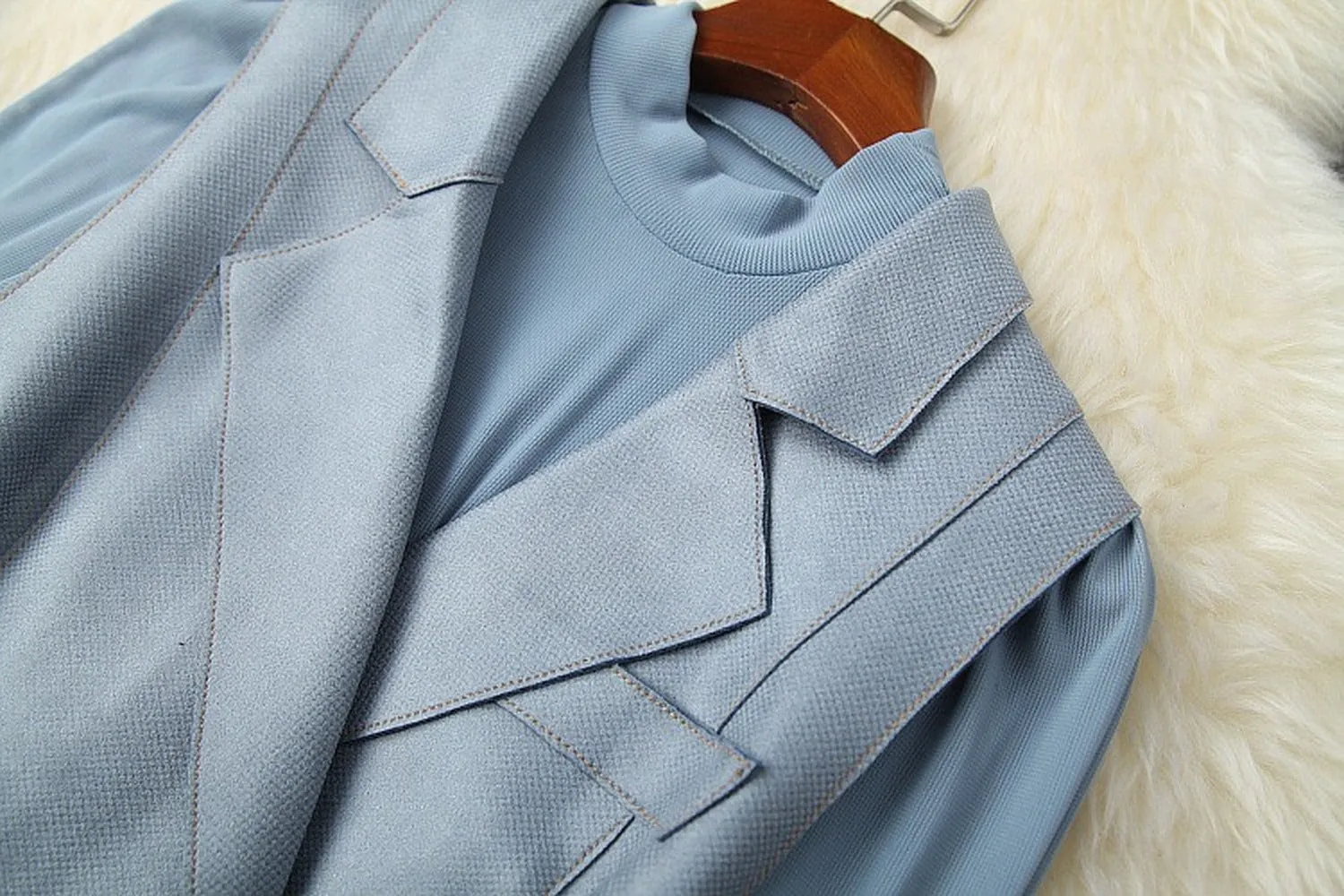 Belt Blazers Vest Net Yarn Tops Wide Leg Pants Three-piece Set