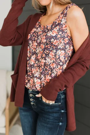 Between You & Me Floral Tank Top- Navy