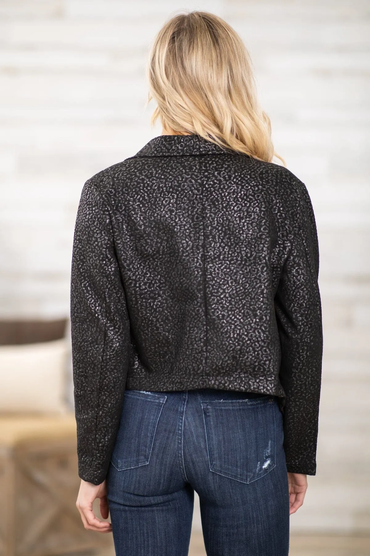 Black Animal Print Blazer