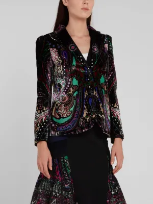 Black Paisley Print Blazer
