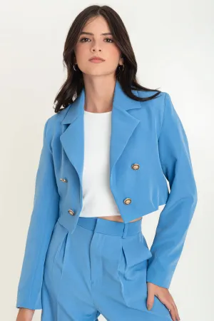 Blazer corto abierto botones en contraste