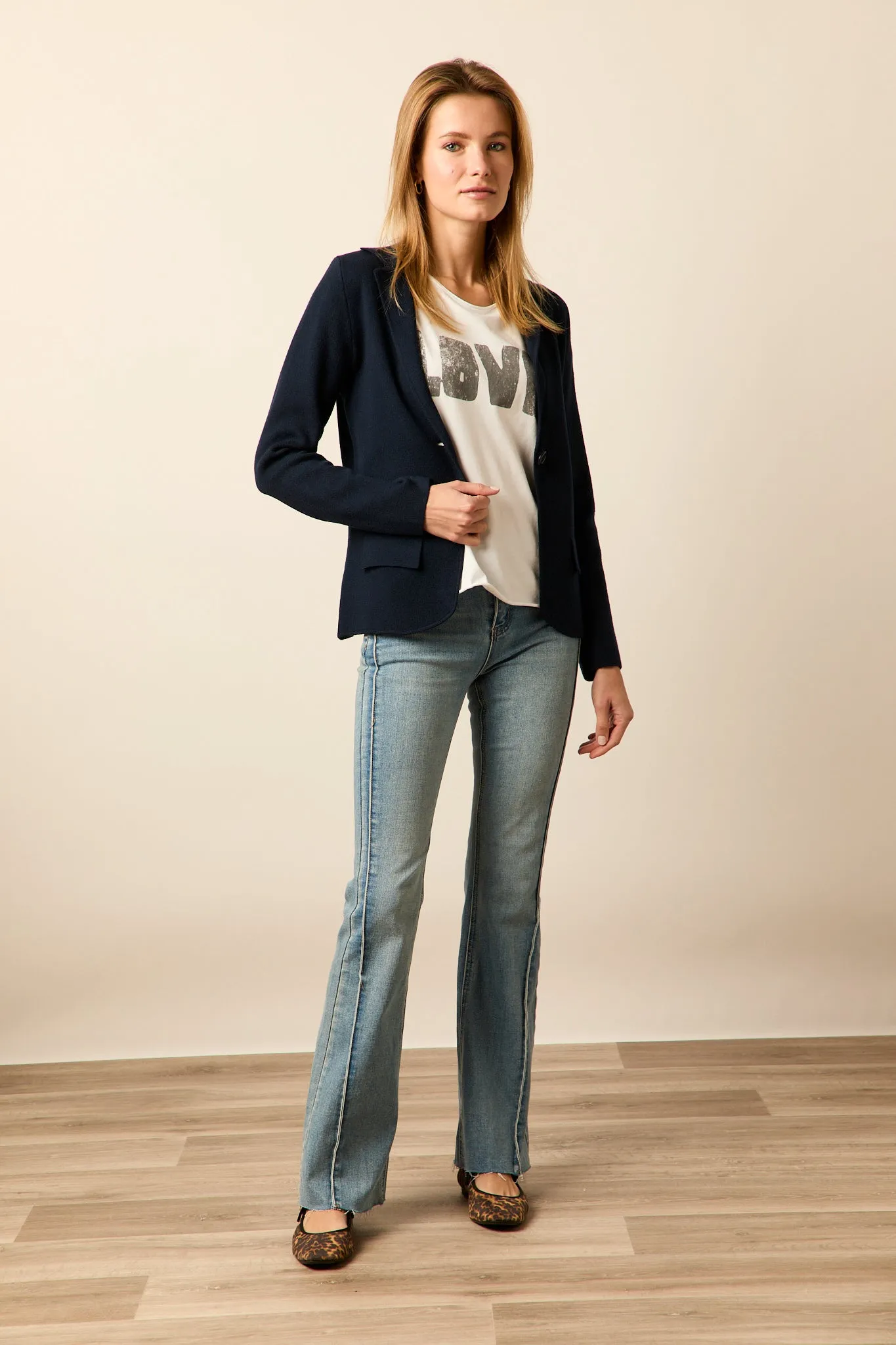 Blazer de punto azul marino