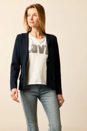 Blazer de punto azul marino