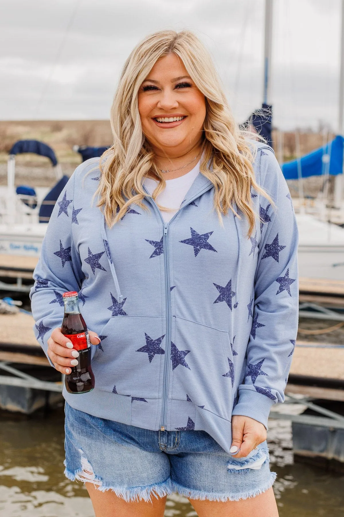 Bonfire Nights Zip Up Hoodie- Blue