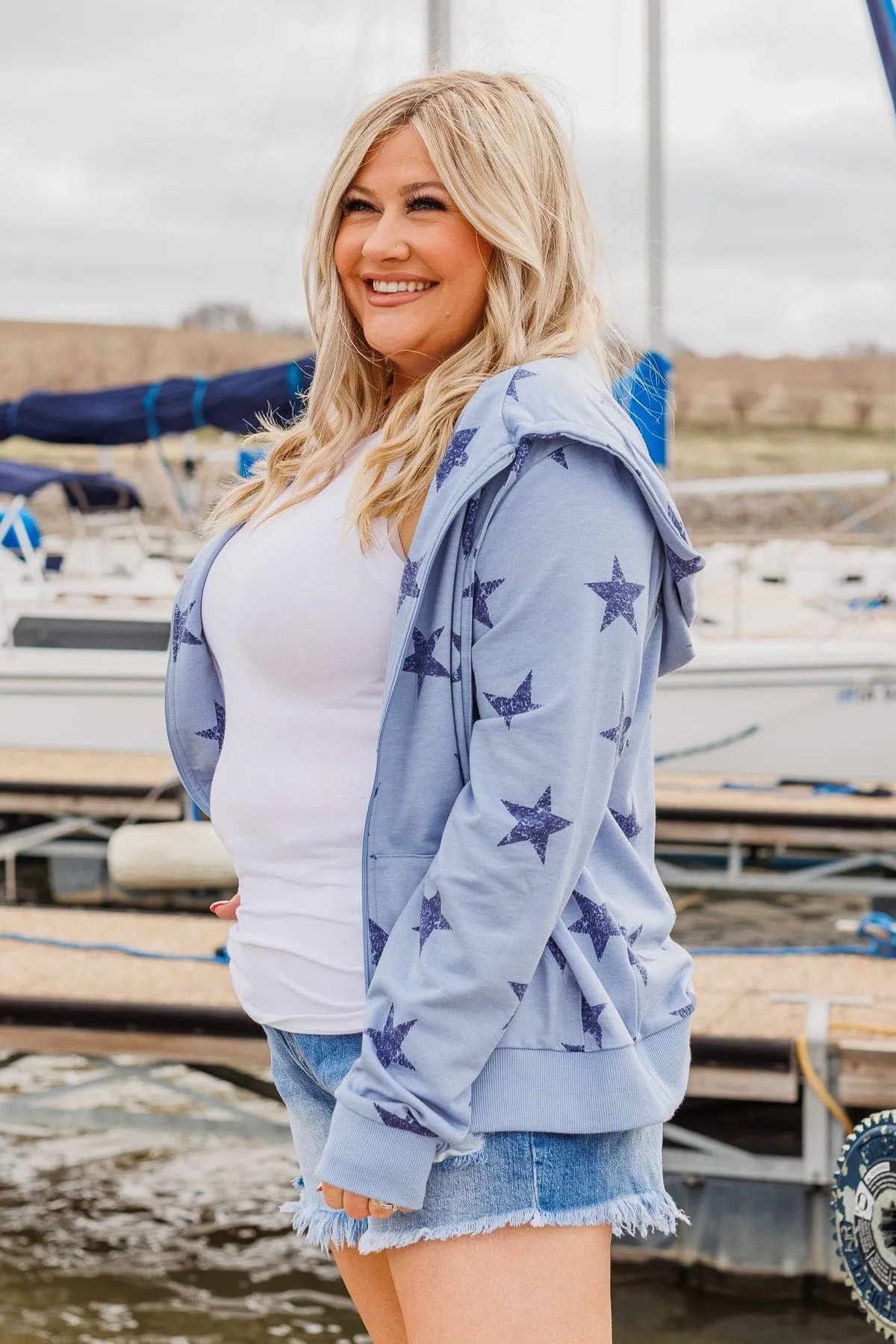 Bonfire Nights Zip Up Hoodie- Blue