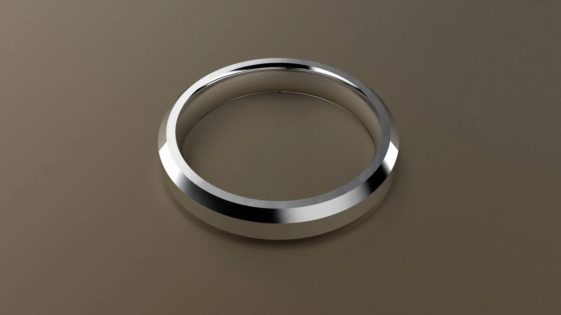Brushed White Gold 4mm Beveled Edge Wedding Band