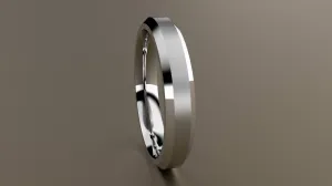 Brushed White Gold 4mm Beveled Edge Wedding Band
