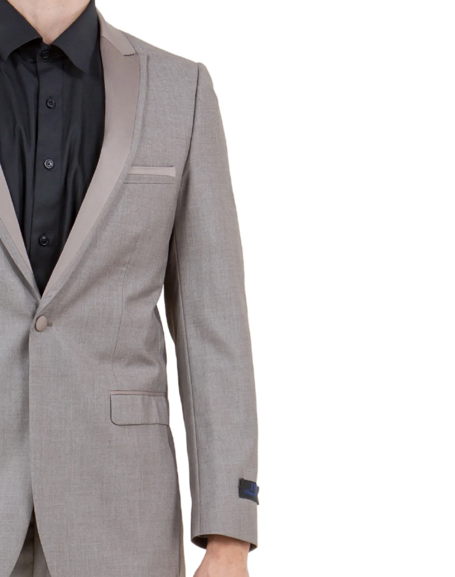 Bryan Michaels Solid Slim Fit Tuxedo - Champagne with Champagne Satin