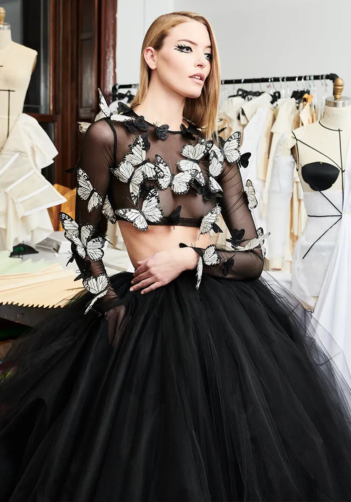 Butterfly Applique Cropped Top