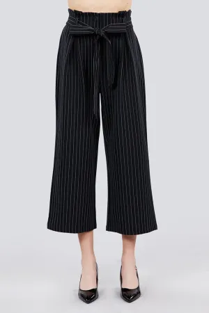 Button Down Paperbag Cullote Stripe Pants