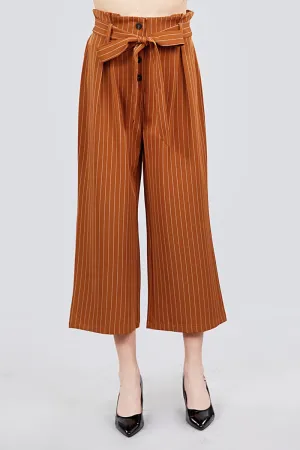 Button Down Paperbag Cullote Stripe Pants