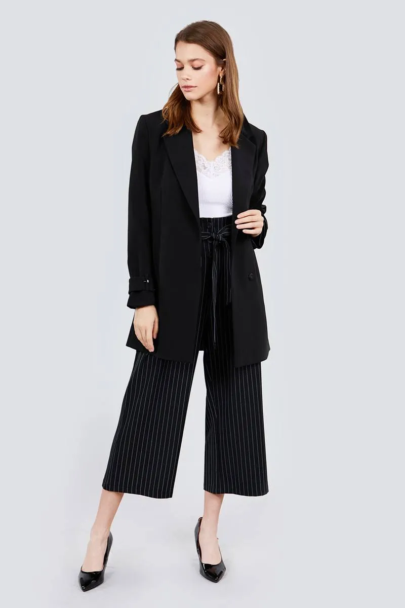 Button Down Paperbag Cullote Stripe Pants