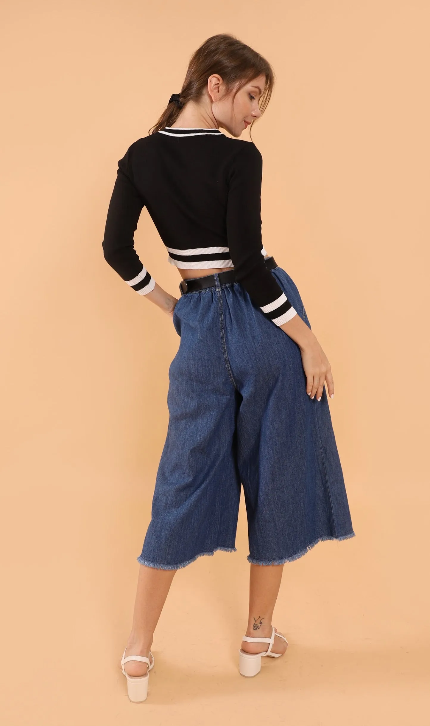 CAMILA Cropped Knit Sweater (Black)