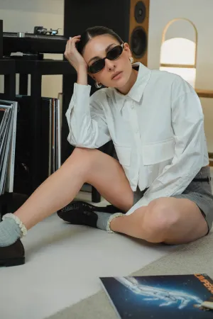 Camisa cropped de manga larga bolsillos cargo