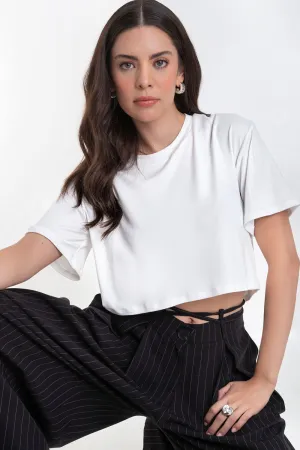 Camiseta cropped fluida de manga corta
