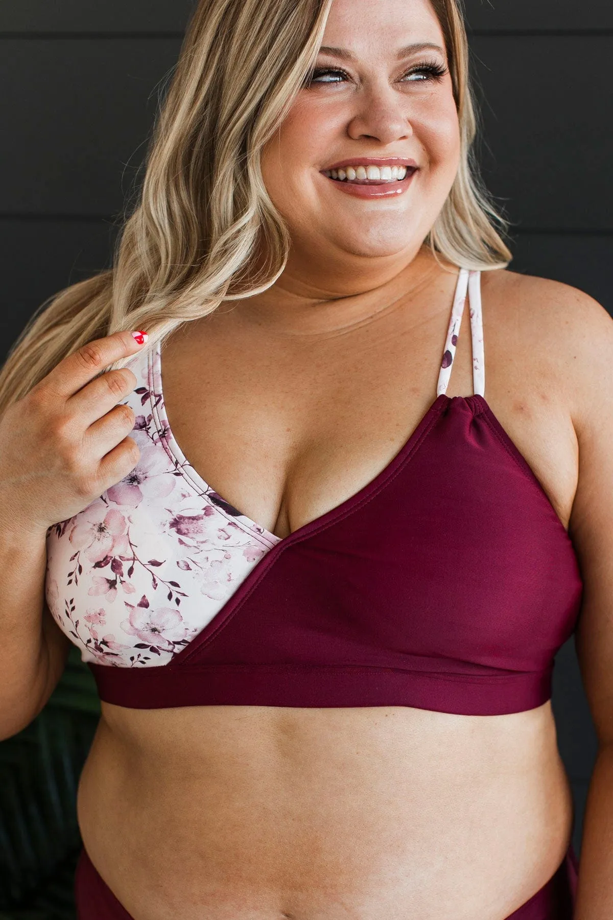Capture The Coast Swim Top- Burgundy Floral