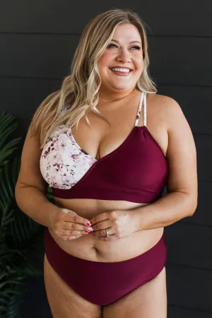 Capture The Coast Swim Top- Burgundy Floral