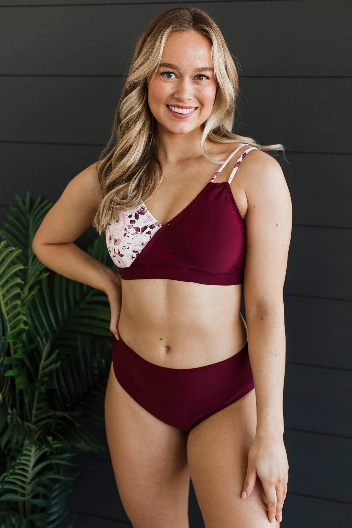 Capture The Coast Swim Top- Burgundy Floral