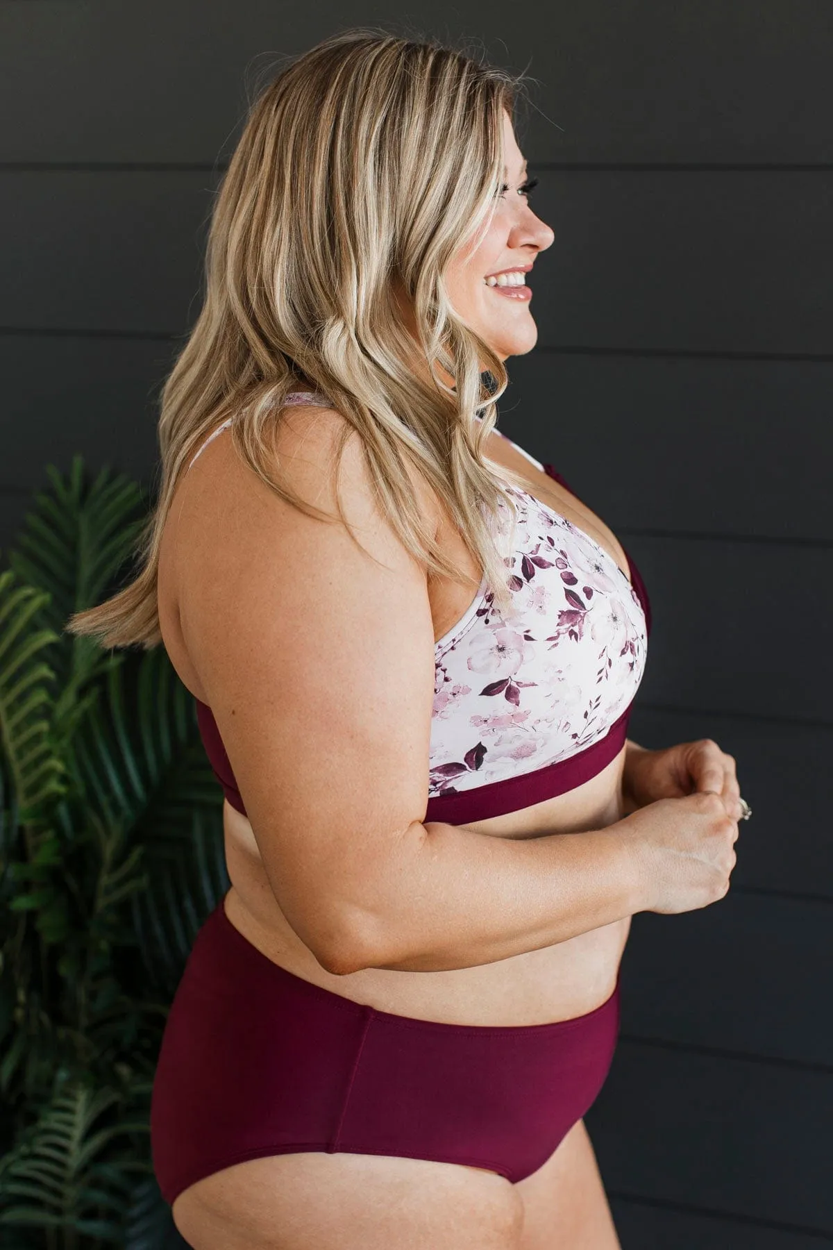 Capture The Coast Swim Top- Burgundy Floral