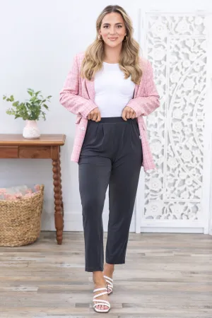 Charcoal Pull On Tapered Leg Pant
