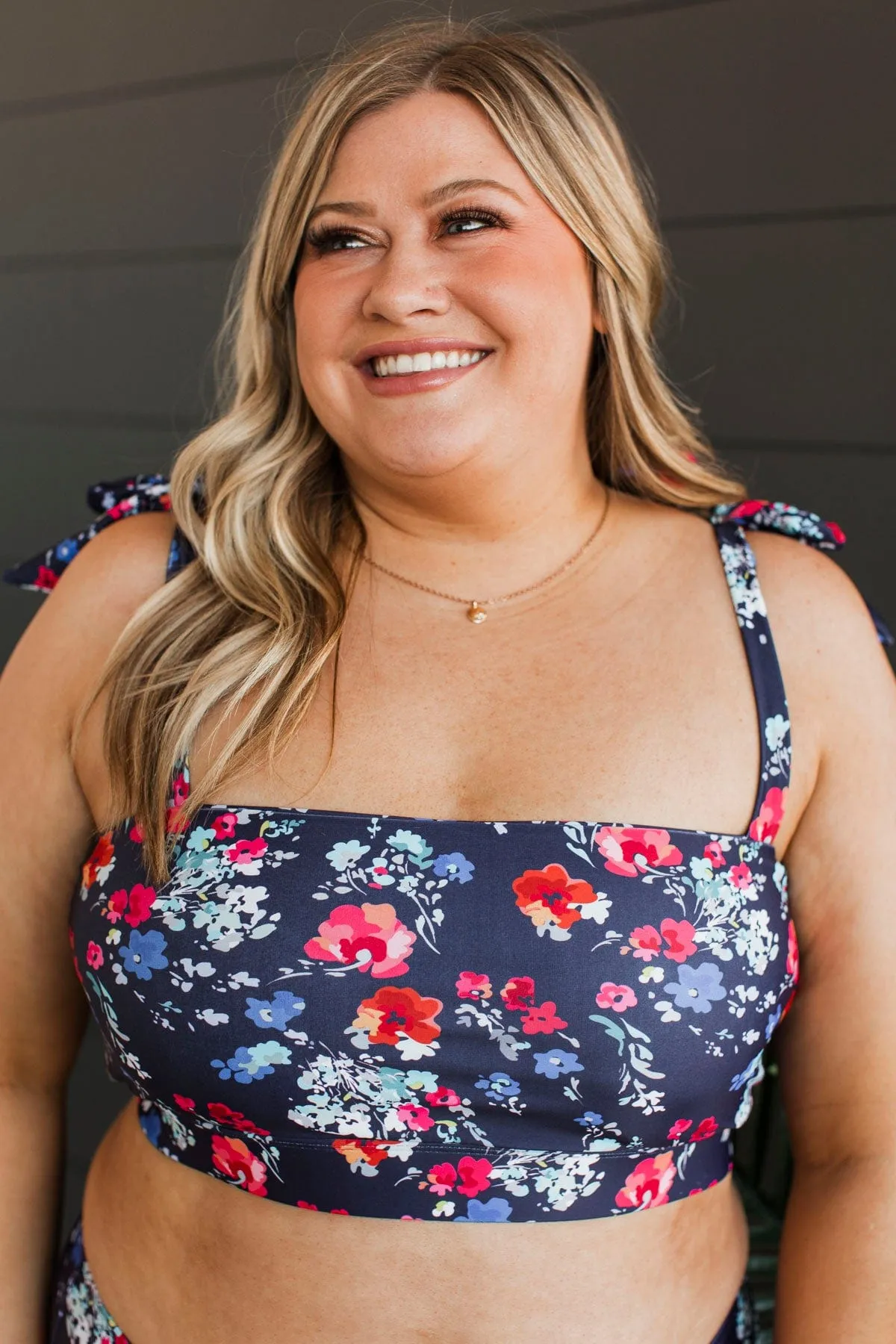 Chasing The Sun Bandeau Swim Top- Navy Floral