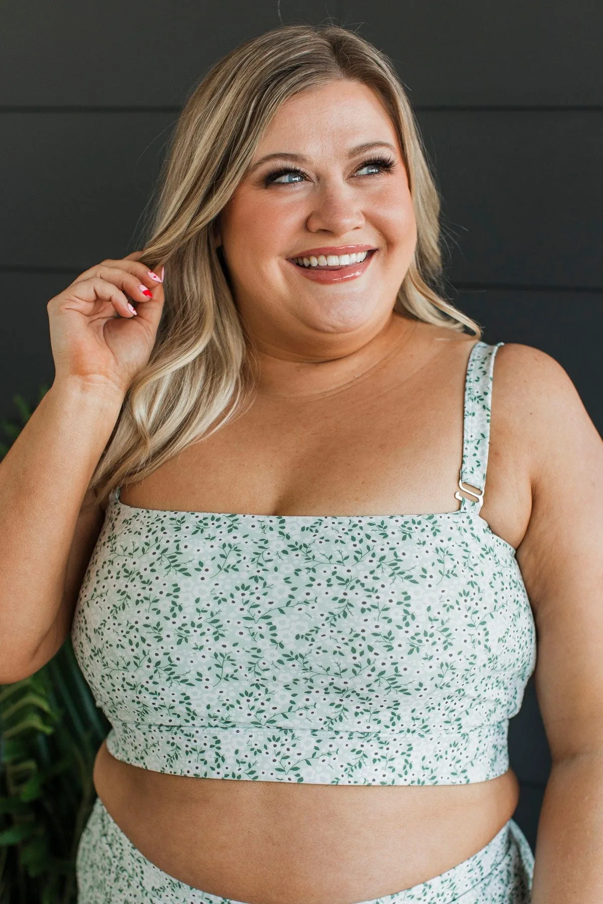 Coast Along Floral Swim Top- Mint