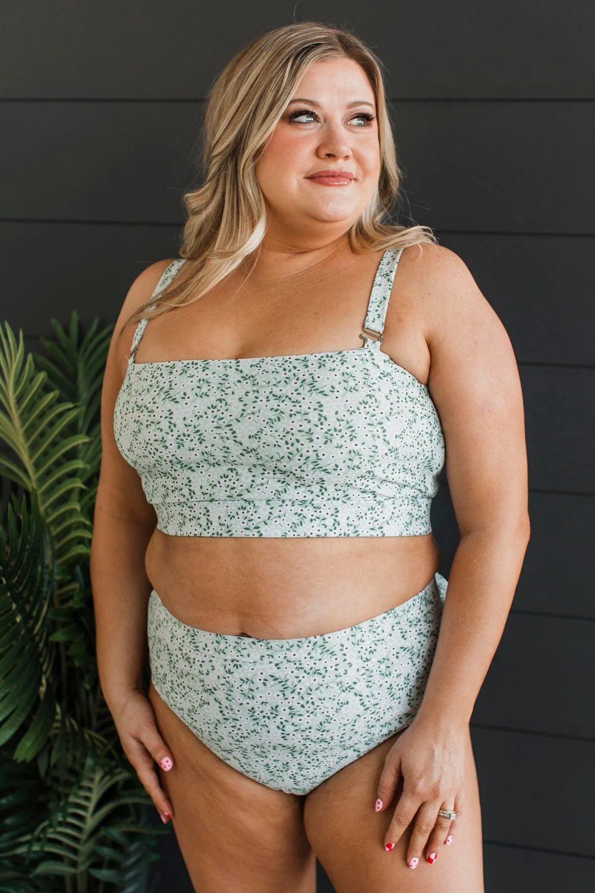 Coast Along Floral Swim Top- Mint