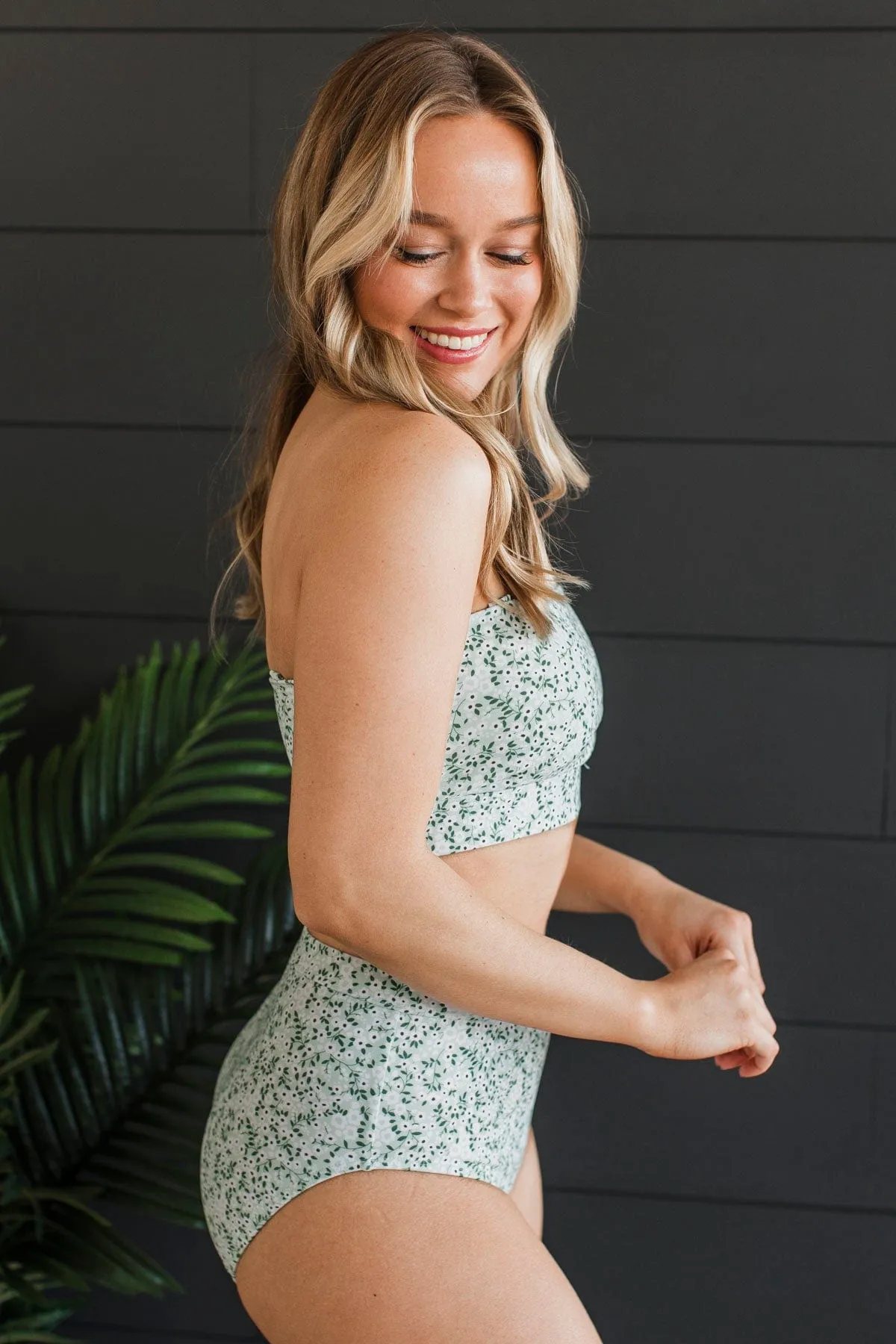 Coast Along Floral Swim Top- Mint